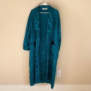 Victoria’s Secret Vintage Gold Label Emerald Green Floral Printed Robe Size: P/S